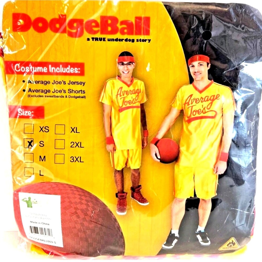 Costume Average Joe Dodgeball Halloween Party Yellow Adult Size Small New